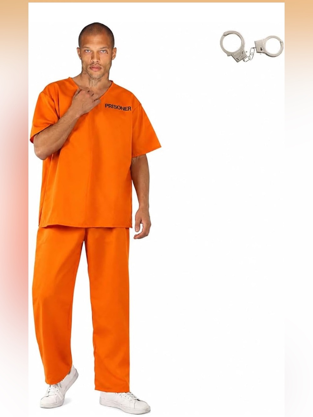 Orange Men’s Prisoner-Print Work Pants